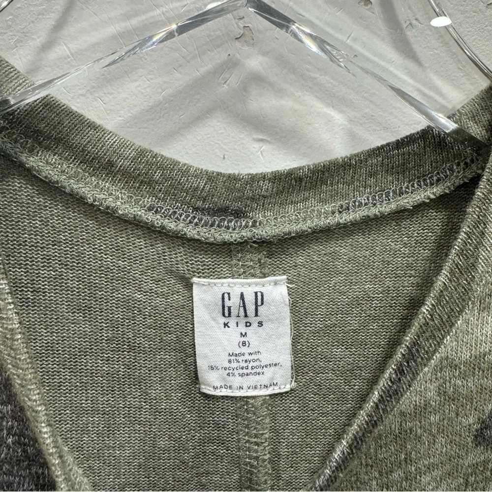 Gap Short Puff Sleeve Camo Green Dress Medium 8 Girls